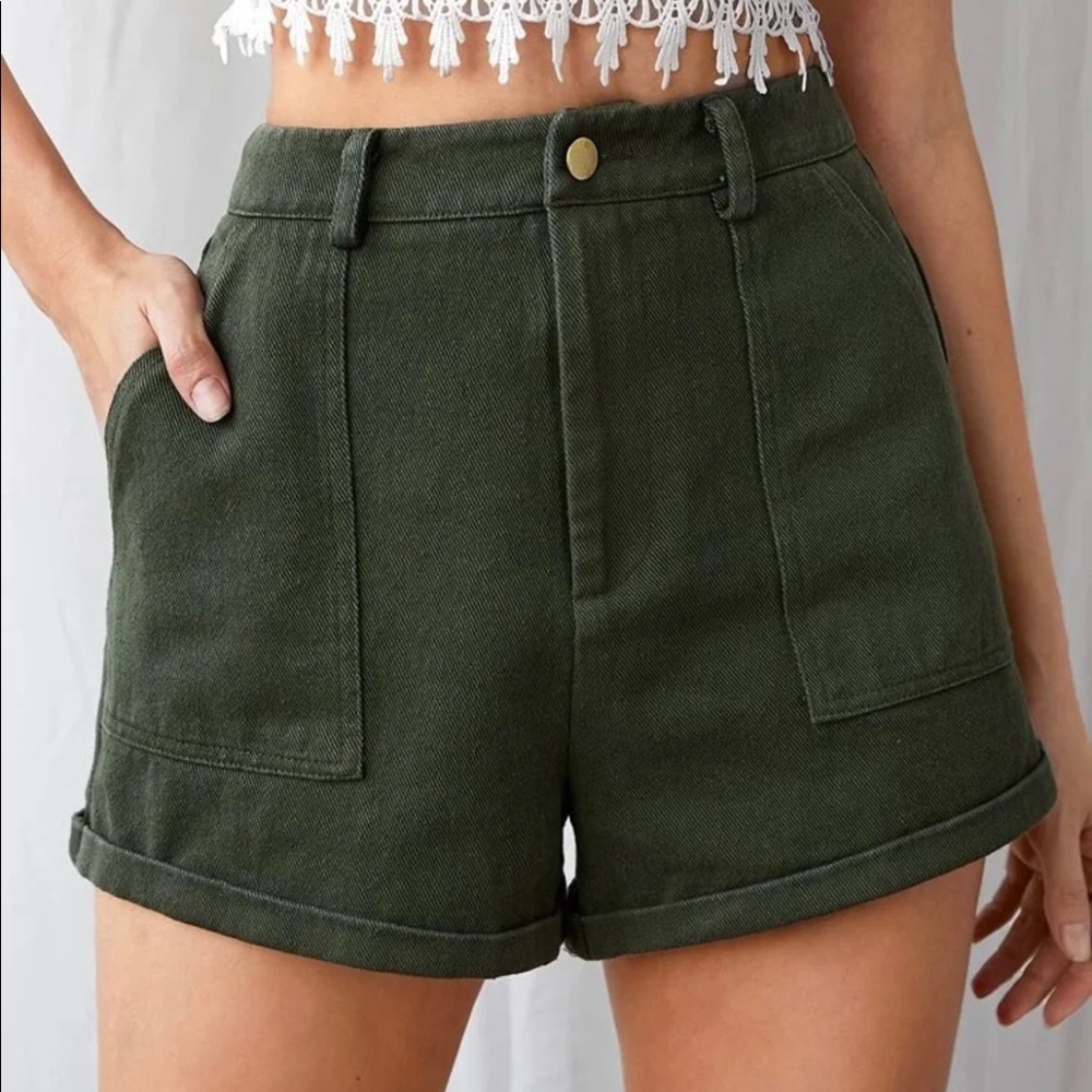Green High-rise Shorts
